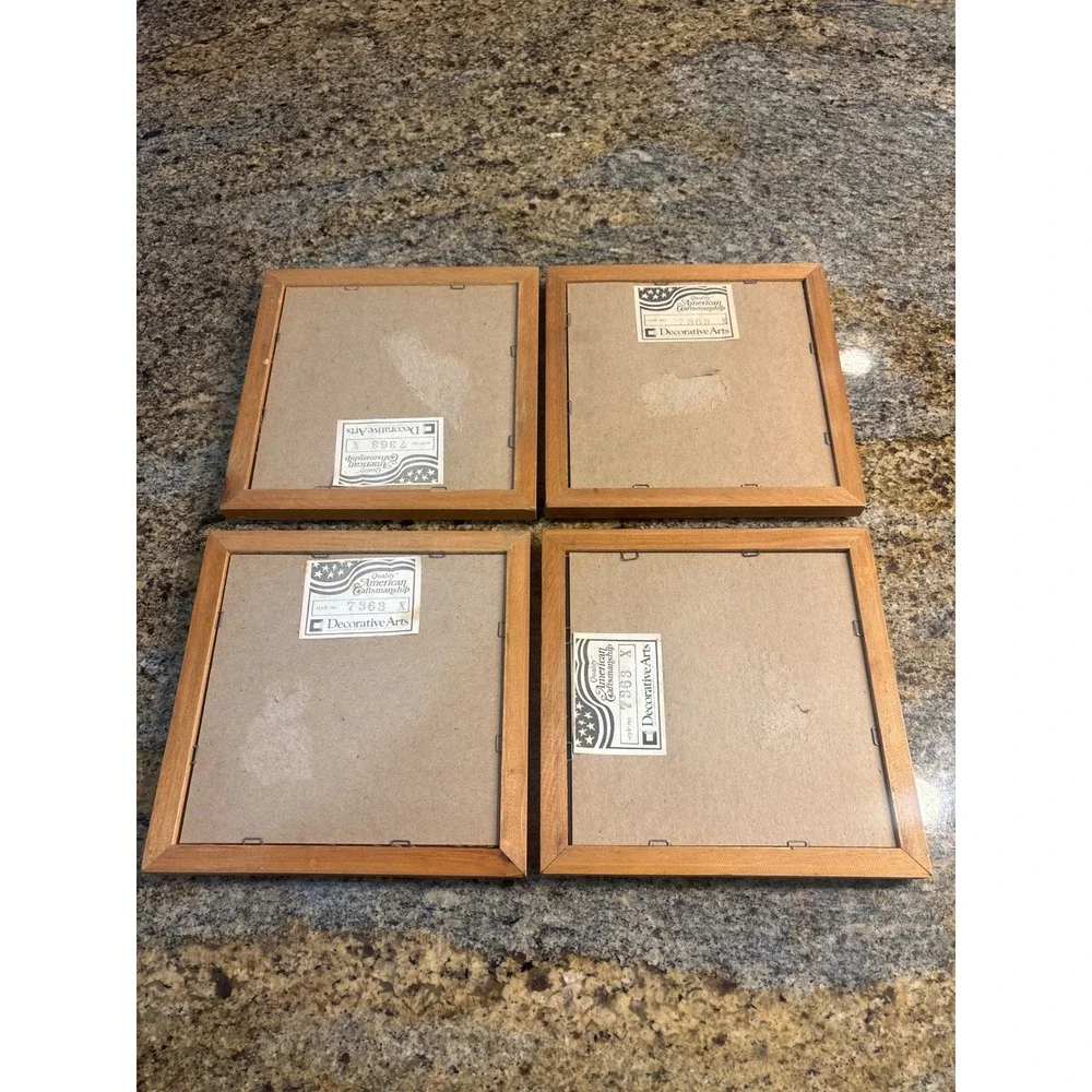 Vintage Bar Mirror Set Stroh's Jim Beam Mickey's Malt Liquor Wood Frame 7x7 4pc